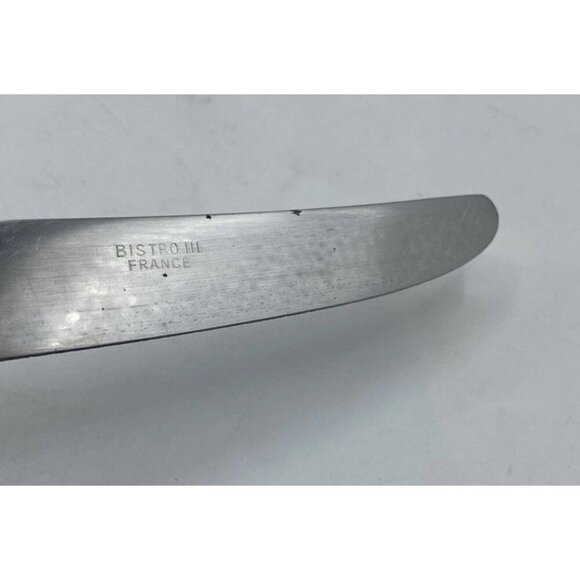 Bistro III Made France Flatware Silverware Orange Handle Stainless Set 2 Knives - Picture 4 of 11